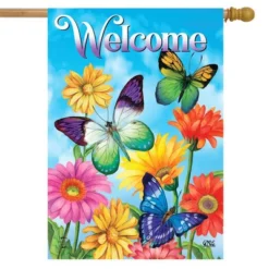 Briarwood Lane Fluttering Butterflies Spring House Flag Welcome Floral Butterfly 28" X 40"