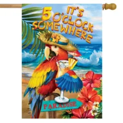 5 O'Clock Paradise Summer House Flag Drinks Nautical 28" X 40 Briarwood Lane