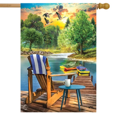 Lakeside Escape Summer House Flag Nautical Dock Boats 28" X 40" Briarwood Lane 1 Lakeside Escape Summer House Flag Nautical Dock Boats 28" X 40" Briarwood Lane