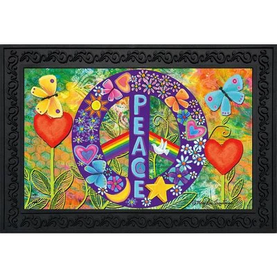 Peace Floral Doormat Everyday Indoor Outdoor 30" X 18" Briarwood Lane 1 Peace Floral Doormat Everyday Indoor Outdoor 30" X 18" Briarwood Lane