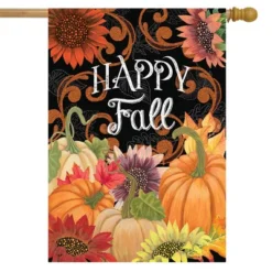 Briarwood Lane Happy Fall Chalkboard Floral House Flag Pumpkins Sunflowers 28" X 40"