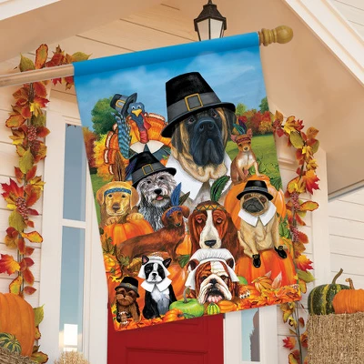 Give Thanks Dogs Thanksgiving House Flag Holiday Humor 28" X 40" Briarwood Lane 2 Give Thanks Dogs Thanksgiving House Flag Holiday Humor 28" X 40" Briarwood Lane - Image 2