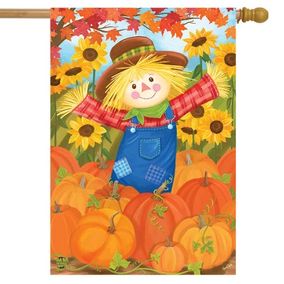 Happy Fall Scarecrow House Flag Pumpkins Autumn 28" X 40" Briarwood Lane 1 Happy Fall Scarecrow House Flag Pumpkins Autumn 28" X 40" Briarwood Lane