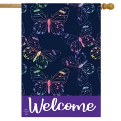 Rainbow Butterflies Spring House Flag Welcome 28" X 40" Briarwood Lane