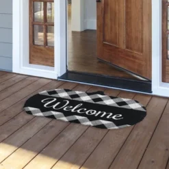 Briarwood Lane Black And White Pumpkin Fall Natural Fiber Coir Doormat Autumn Welcome 30" X 18"