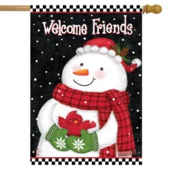Briarwood Lane Friendly Snowman Winter House Flag Primitive Welcome Cardinal 28" X 40"