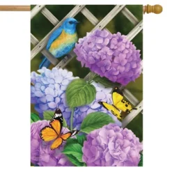 Hydrangea Gathering Spring House Flag Floral 28" X 40" Briarwood Lane
