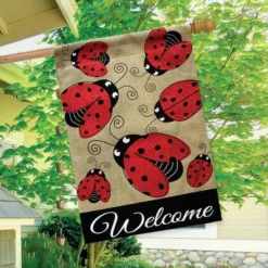 Ladybug Gathering Burlap Spring House Flag Welcome 28" X 40" Briarwood Lane 3 Ladybug Gathering Burlap Spring House Flag Welcome 28" X 40" Briarwood Lane -Home Decor Store GUEST 1ccdd53b 3ba5 446d b80e 371ebc059a4a
