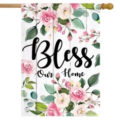 Floral Bless Our Home Double-Sided House Flag 28" X 40" Briarwood Lane