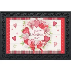 Briarwood Lane Valentine's Wreath Hearts Doormat Plaid Valentine's Day Indoor Outdoor 30" X 18"