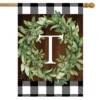 Wreath Monogram T Double-Sided House Flag Everyday 28" X 40" Briarwood Lane