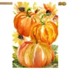 Watercolor Pumpkins Autumn House Flag Sunflowers Fall 28" X 40" Briarwood Lane