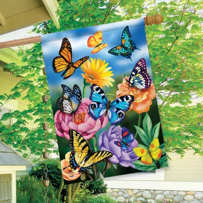 Butterflies In The Garden Spring House Flag Floral 28" X 40" Briarwood Lane 2 Butterflies In The Garden Spring House Flag Floral 28" X 40" Briarwood Lane - Image 2
