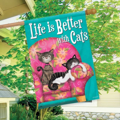 Life Is Better With Cats House Flag Animals Pet Lovers 28" X 40" Briarwood Lane 2 Life Is Better With Cats House Flag Animals Pet Lovers 28" X 40" Briarwood Lane - Image 2