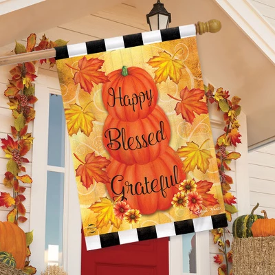 Briarwood Lane Happy Blessed Grateful Autumn House Flag Leaves Inspirational Fall 28" X 40" 2 Briarwood Lane Happy Blessed Grateful Autumn House Flag Leaves Inspirational Fall 28" X 40" - Image 2