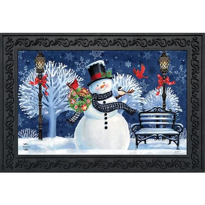 Briarwood Lane Snowman Holiday Cheer Christmas Doormat Lampost Wreath Indoor Outdoor 30" X 18" 1 Briarwood Lane Snowman Holiday Cheer Christmas Doormat Lampost Wreath Indoor Outdoor 30" X 18"