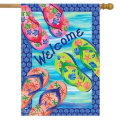 Colorful Flip Flops Summer House Flag Nautical 28" X 40" Briarwood Lane
