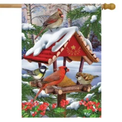 Briarwood Lane Gathered Together Winter House Flag Cardinals Bird