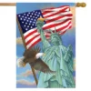Briarwood Lane Symbols Of Freedom Patriotic House Flag Statue Of Liberty Eagle 28" X 40"