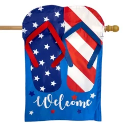 Patriotic Flip Flops Summer Applique House Flag 28" X 40" Briarwood Lane