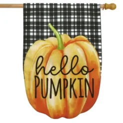 Hello Pumpkin Burlap Fall House Flag 40" X 28" Briarwood Lane