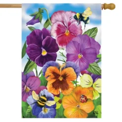 Pansies Spring House Flag 28 X 40 Briarwood Lane