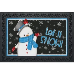 Briarwood Lane Jolly Winter Snowman Doormat Primitive Let It Snow Indoor / Outdoor 30" X 18"