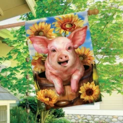 Happy Piglet Fall House Flag Sunflowers Autumn 28" X 40" Briarwood Lane -Home Decor Store GUEST 394c2c8b fe11 42b0 90ef 04037ab93ff4
