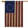 Betsy Ross Burlap House Flag Hearts 28" X 40" Briarwood Lane