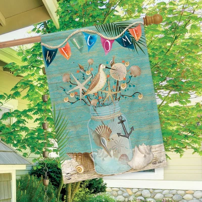 Coastal Mason Jar Summer House Flag Welcome Nautical 28" X 40" Briarwood Lane 2 Coastal Mason Jar Summer House Flag Welcome Nautical 28" X 40" Briarwood Lane - Image 2