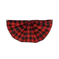 Briarwood Lane Red And Black Checkered Bunting 48" X 24" Pleated Banner With Brass Grommets