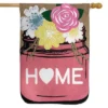 Home Mason Jar Spring Burlap House Flag Floral 28" X 40" Briarwood Lane