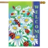 Ladybugs Floral Spring House Flag Welcome Daisies 28" X 40" Briarwood Lane