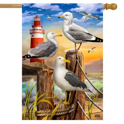 Seagulls Summer House Flag Birds Beach Lighthouse 28" X 40" Briarwood Lane 1 Seagulls Summer House Flag Birds Beach Lighthouse 28" X 40" Briarwood Lane