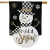 Briarwood Lane Checkered Snowman Burlap Winter House Flag Let It