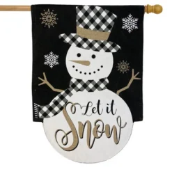 Briarwood Lane Checkered Snowman Burlap Winter House Flag Let It