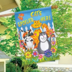 Cats Spoiled Here Spring House Flag Floral Humor 28" X 40" Briarwood Lane -Home Decor Store GUEST 4aedb6ec c14d 4bc4 8260 32df3d56134e
