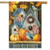 Briarwood Lane Rustic Fall Birdhouse Welcome House Flag Bluebirds Pumpkins 28" X 40"