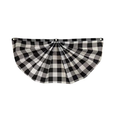 Briarwood Lane Black And White Checkered Bunting 48" X 24" Pleated Banner With Brass Grommets 1 Briarwood Lane Black And White Checkered Bunting 48" X 24" Pleated Banner With Brass Grommets