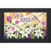 He Is Risen Lilies Easter Doormat Religious Indoor Outdoor 30" X 18" Briarwood Lane