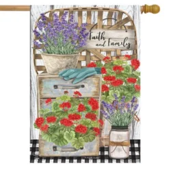Faith And Family Farmhouse Spring House Flag Floral 28" X 40" Briarwood Lane