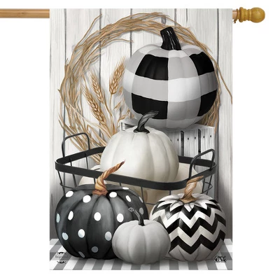 Black & White Pumpkins Fall House Flag Primitive Autumn 28" X 40" Briarwood Lane 1 Black & White Pumpkins Fall House Flag Primitive Autumn 28" X 40" Briarwood Lane