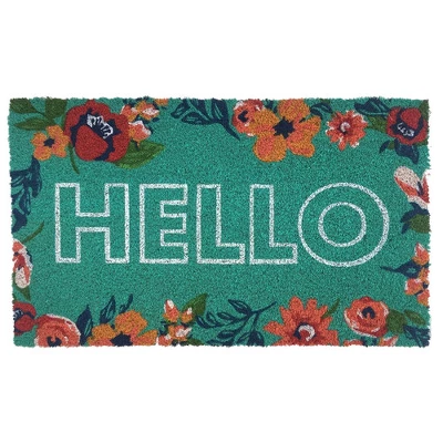 Hello Floral Coir Doormat Spring Natural Fiber Outdoor 30" X 18" Briarwood Lane 2 Hello Floral Coir Doormat Spring Natural Fiber Outdoor 30" X 18" Briarwood Lane - Image 2