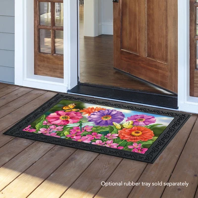 Zinnias In Bloom Spring Doormat Indoor Outdoor 30" X 18" Briarwood Lane 2 Zinnias In Bloom Spring Doormat Indoor Outdoor 30" X 18" Briarwood Lane - Image 2