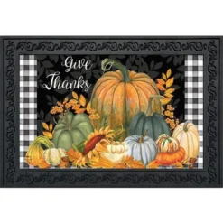 Briarwood Lane Checkered Give Thanks Primitive Doormat Thanksgivi