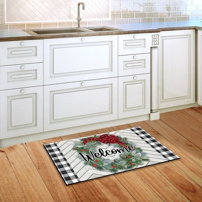 Briarwood Lane Winter Wreath Welcome Doormat Checkered Indoor Out 3 Briarwood Lane Winter Wreath Welcome Doormat Checkered Indoor Out - Image 3