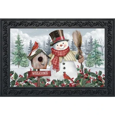 Jolly Snowman Welcome Winter Doormat 30" X 18" Indoor Outdoor Briarwood Lane 1 Jolly Snowman Welcome Winter Doormat 30" X 18" Indoor Outdoor Briarwood Lane