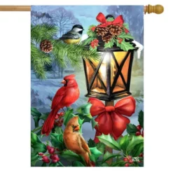 Lantern Glow Gathering Winter House Flag 40" X 28" Briarwood Lane
