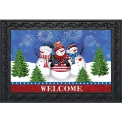 American Snowmen Winter Doormat Welcome Indoor / Outdoor 30" X 18" Briarwood Lane