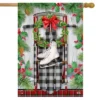 Briarwood Lane Winter Sled House Flag Checkered Skates Fir Berrie